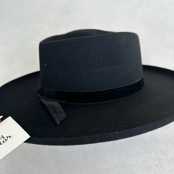 NWT Lack of Color Val Diamond Crown Wool Felt Fedora Hat Black Velvet Ribbon Ban main image 5